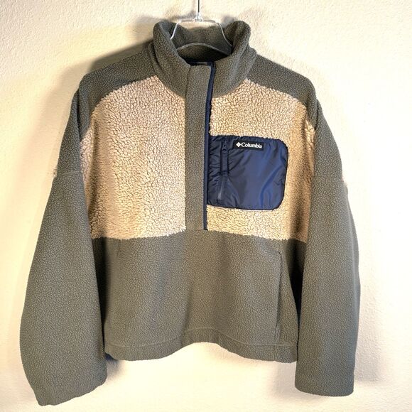 Columbia Lodge Womens XXL Stone Green&Beach‎ Pullover Snap Button Front Pockets - Picture 1 of 11